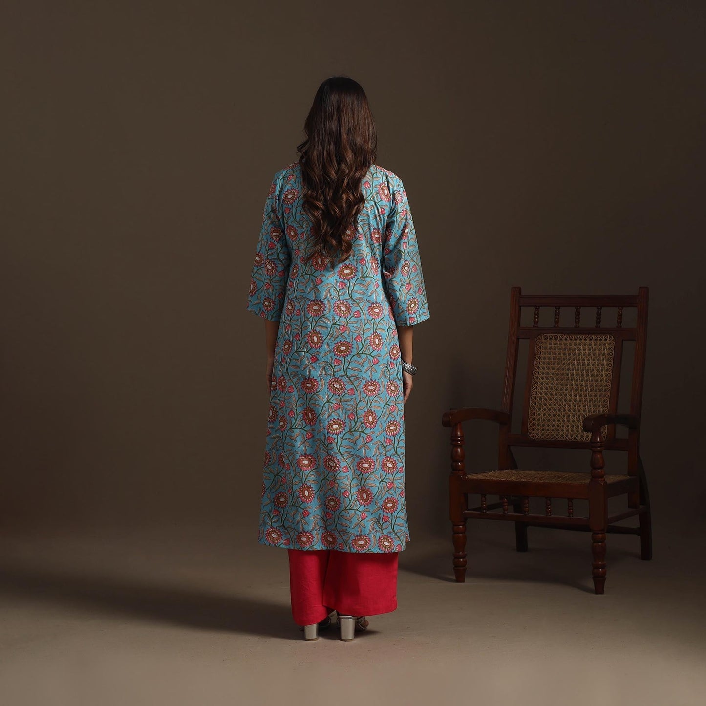 Hand cotton a-line sanganeri kurta for women 01