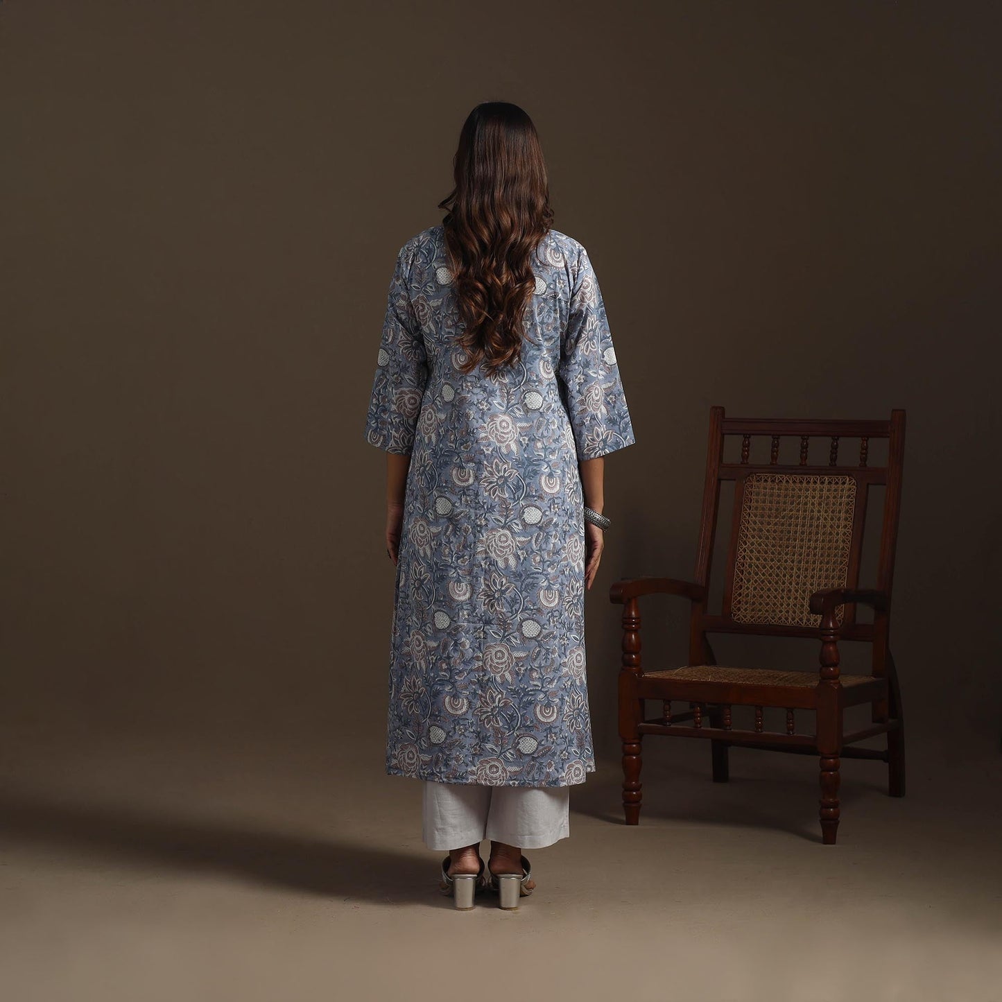 Hand cotton a-line sanganeri kurta for women 05