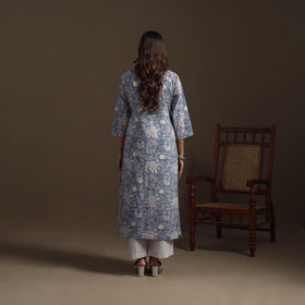 Hand cotton a-line sanganeri kurta for women 05