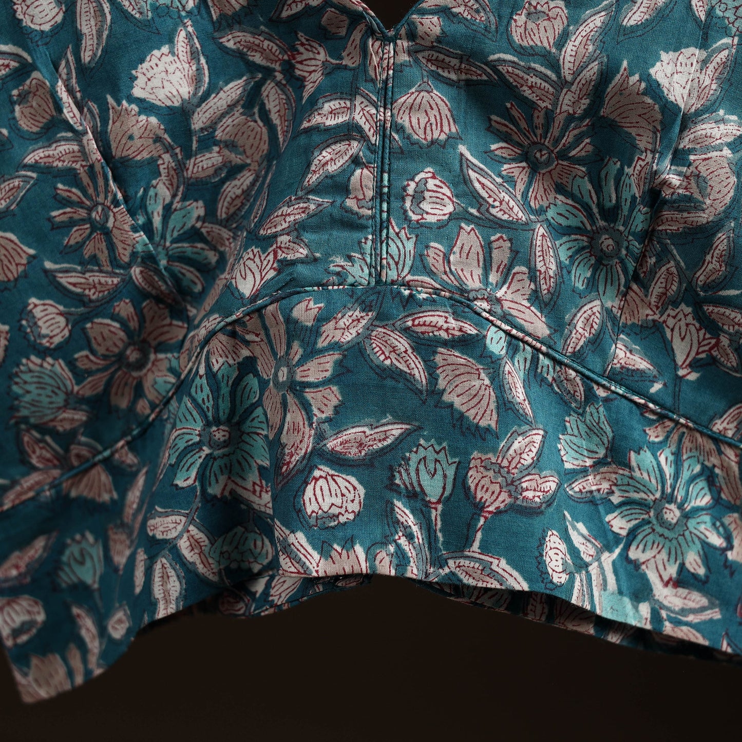 Blue - hand cotton sanganeri readymade blouse 01