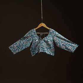 Blue - hand cotton sanganeri readymade blouse 01