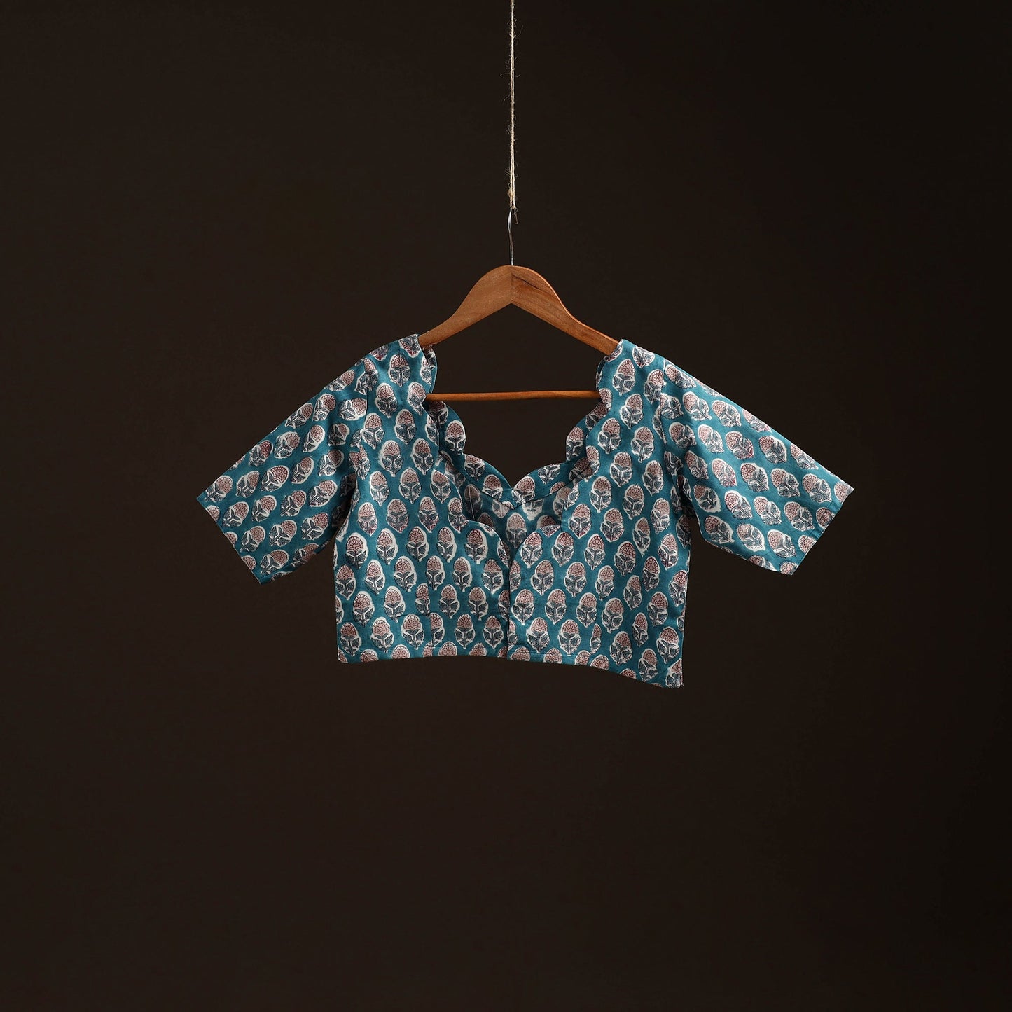 Blue - hand cotton sanganeri readymade blouse 13