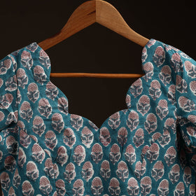 Blue - hand cotton sanganeri readymade blouse 13