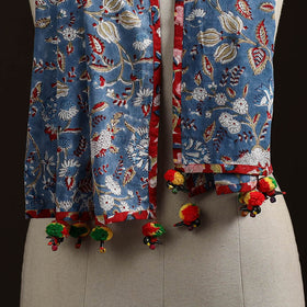 Hand cotton sanganeri stole 10 - handcrafted