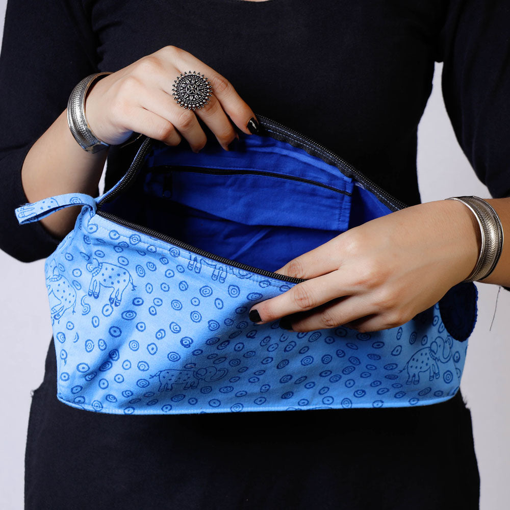  Hand Block Print Cotton Toilet Pouch 