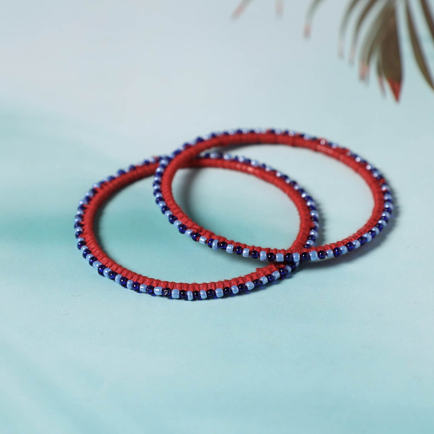Hand Embroidered Beadwork Bangle (Set of 2)