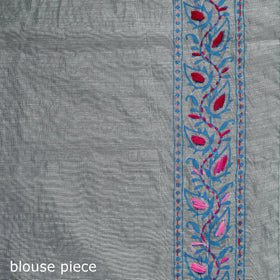 Hand embroidered chanderi silk chapa work phulkari saree 07