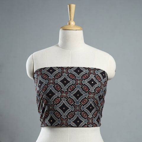 Buy Blue Hand Embroidered Ajrakh Cotton Blouse Piece 03 