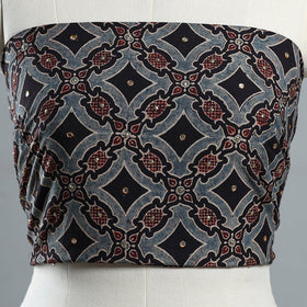 Buy Blue Hand Embroidered Ajrakh Cotton Blouse Piece 03 