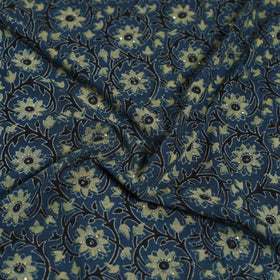 Blue - Hand Embroidered Ajrakh Cotton Blouse Piece 10