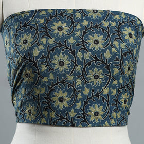 Blue - Hand Embroidered Ajrakh Cotton Blouse Piece 10