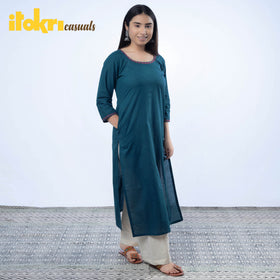 Buy iTokri Casuals - Hand Embroidered Cotton Long Kurta Online at iTokri.com