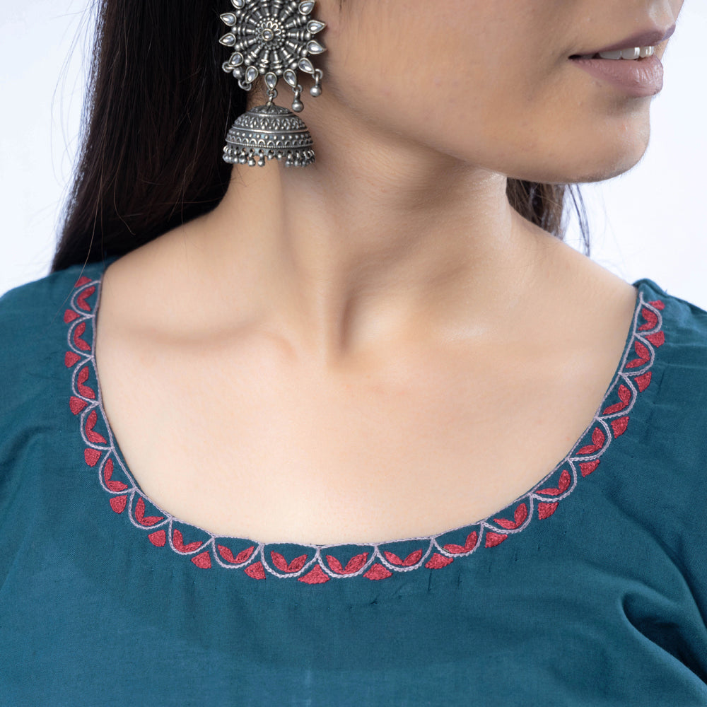 Buy iTokri Casuals - Hand Embroidered Cotton Long Kurta Online at iTokri.com