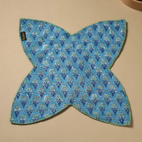  Blue Hand Embroidered Cotton Roti Napkin