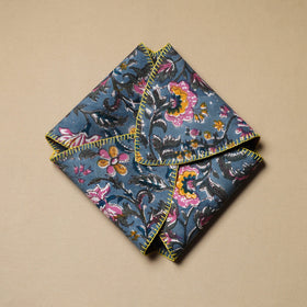  Blue Hand Embroidered Cotton Roti Napkin 