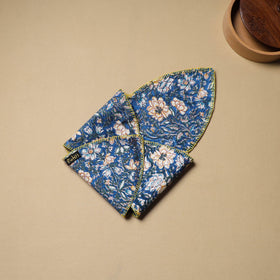  Blue Hand Embroidered Cotton Roti Napkin 