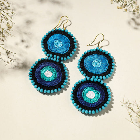 Buy Hand Embroidered Fabart Beadwork Earrings by Rangila Dhaga Online at iTokri.com