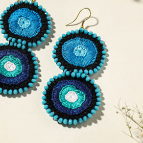 Buy Hand Embroidered Fabart Beadwork Earrings by Rangila Dhaga Online at iTokri.com