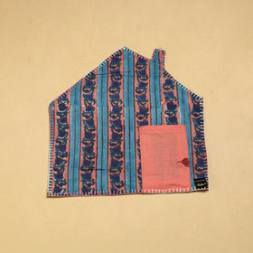  Blue Hand Embroidered Floral Pot Holder with Pocket 