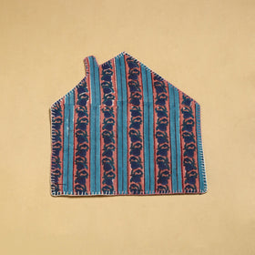  Blue Hand Embroidered Floral Pot Holder with Pocket 