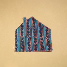  Hand Embroidered Blue Floral  Pot Holder with Pocket 