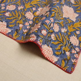  Blue Hand Embroidered Floral Cotton Reversible Table Mat