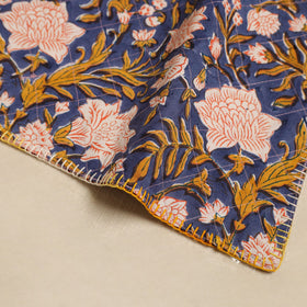  Hand Embroidered Floral Cotton Reversible Blue Table Mat