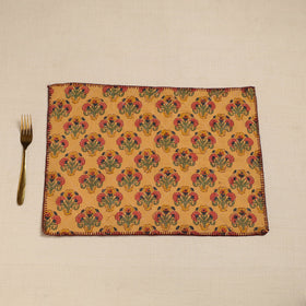  Blue Hand Embroidered Floral Cotton Reversible Table Mat