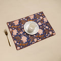  Blue Hand Embroidered Floral Cotton Reversible Table Mat