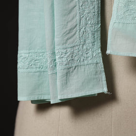 Buy Blue Hand Embroidered Lucknow Chikankari Cotton Stole