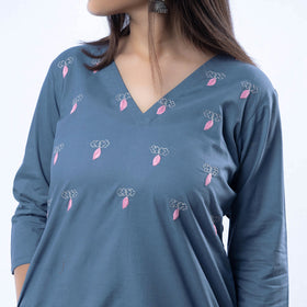  iTokri Casuals - Hand Embroidered Cotton Long Kurta 