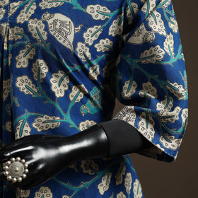 Hand embroidered printed cotton a-line kalamkari kurta