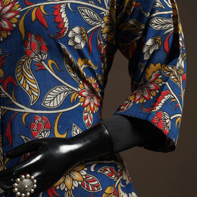Hand embroidered printed cotton a-line kalamkari kurta