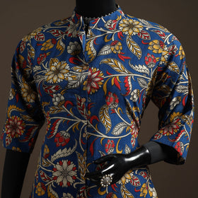 Hand embroidered printed cotton a-line kalamkari kurta
