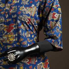 Hand embroidered printed cotton short kalamkari kurta