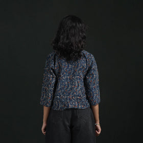 Hand embroidery block print cotton natural dyed ajrakh crop
