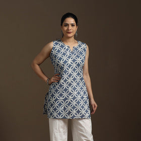Hand embroidery cotton batik short kurta for women 09
