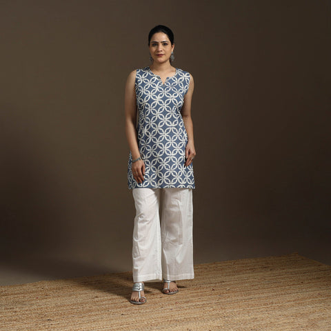 Hand embroidery cotton batik short kurta for women 09