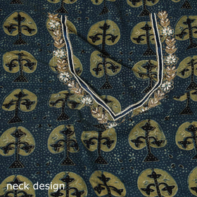 Blue - hand embroidery cotton blouse piece 03 - handcrafted