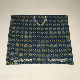 Blue - hand embroidery cotton blouse piece 04 - handcrafted