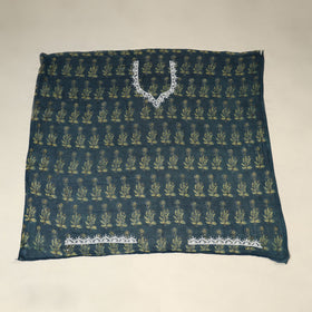 Blue Ajrakh Print Hand Embroidery Cotton Blouse Piece