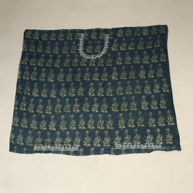 Blue Ajrakh Print Hand Embroidery Cotton Blouse Piece