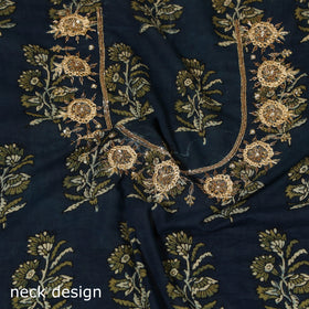 Blue - hand embroidery cotton blouse piece 08 - handcrafted