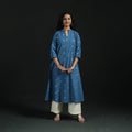 Hand embroidery a-line cotton jacquard kurta for women 12