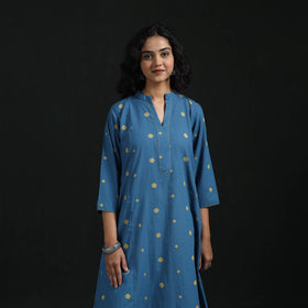 Hand embroidery a-line cotton jacquard kurta for women 12