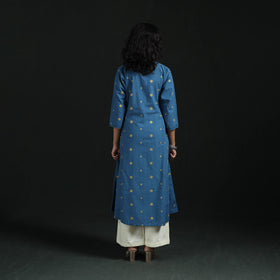Hand embroidery a-line cotton jacquard kurta for women 12