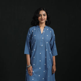 Hand embroidery a-line cotton jacquard kurta for women 14