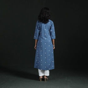 Hand embroidery a-line cotton jacquard kurta for women 14