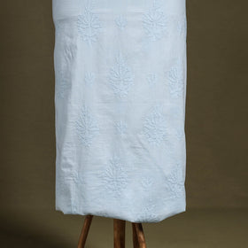 Blue Hand Embroidery Mul Cotton Chikankari Kurta Material