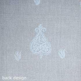 Blue Hand Embroidery Mul Cotton Chikankari Kurta Material